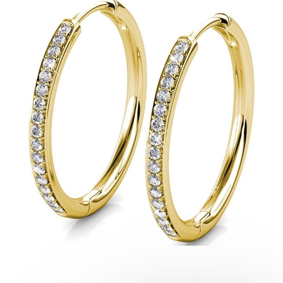 Cate & Chloe Bianca 18k Gold Plated Hoop Earrings Women's Earrings Gift for Her - Picture 4 of 6